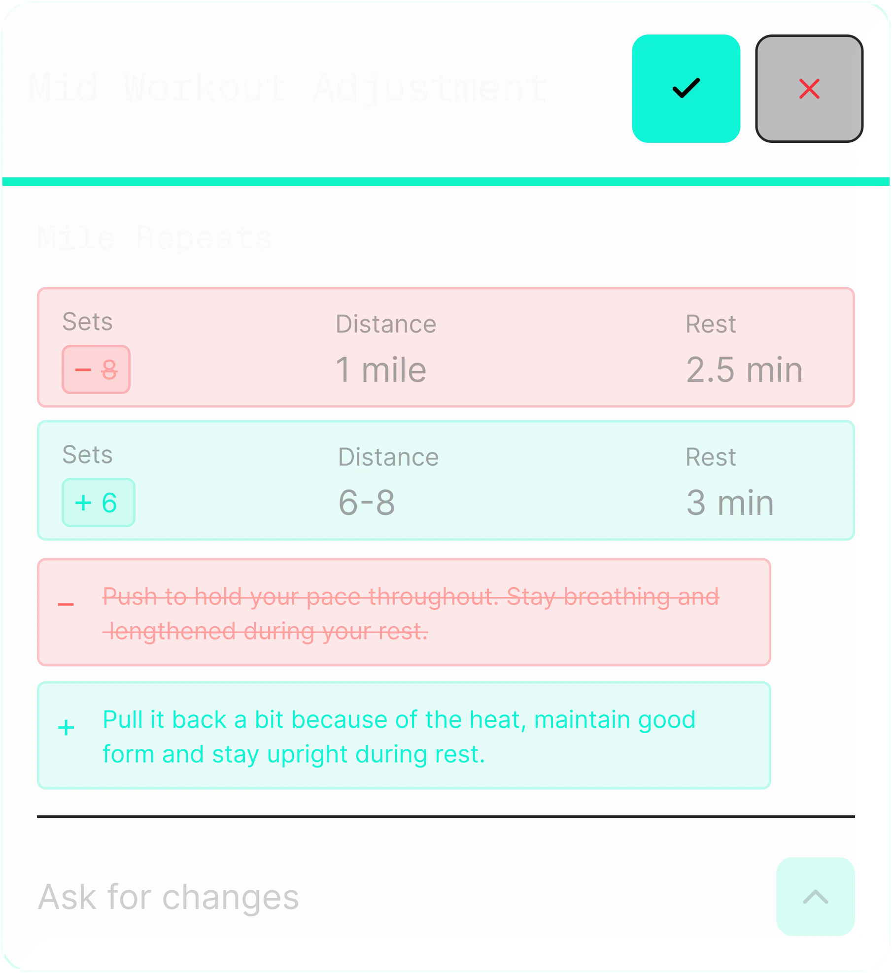 Trayne Active Workout view: log a set, see Trayne suggest the next session