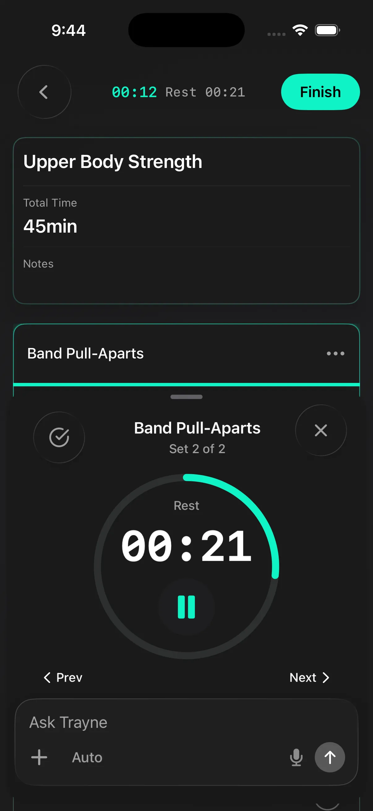 Live workout tracking
